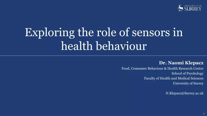 exploring the role of sensors in health behaviour
