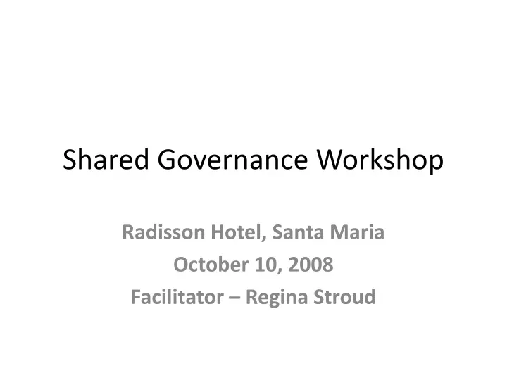 shared governance workshop