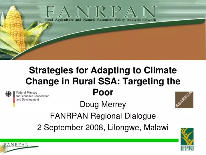 strategies for adapting to climate change in rural ssa targeting the poor