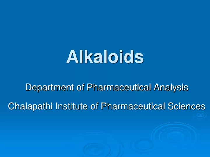 alkaloids