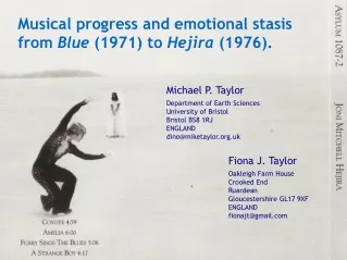 Musical progress and emotional stasis from  Blue  (1971) to  Hejira  (1976).