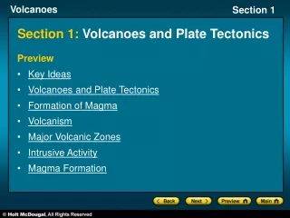 Section 1:  Volcanoes and Plate Tectonics