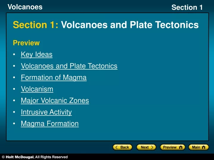 section 1 volcanoes and plate tectonics