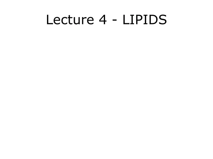 lecture 4 lipids