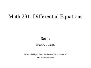 Math 231: Differential Equations