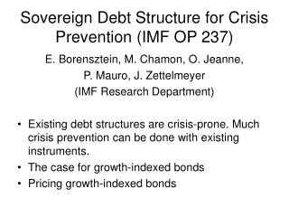 Sovereign Debt Structure for Crisis Prevention (IMF OP 237)