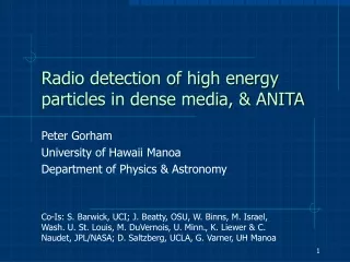 Radio detection of high energy particles in dense media, &amp; ANITA