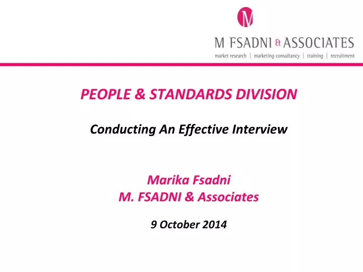 people standards division conducting an effective