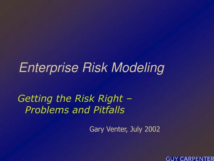 enterprise risk modeling