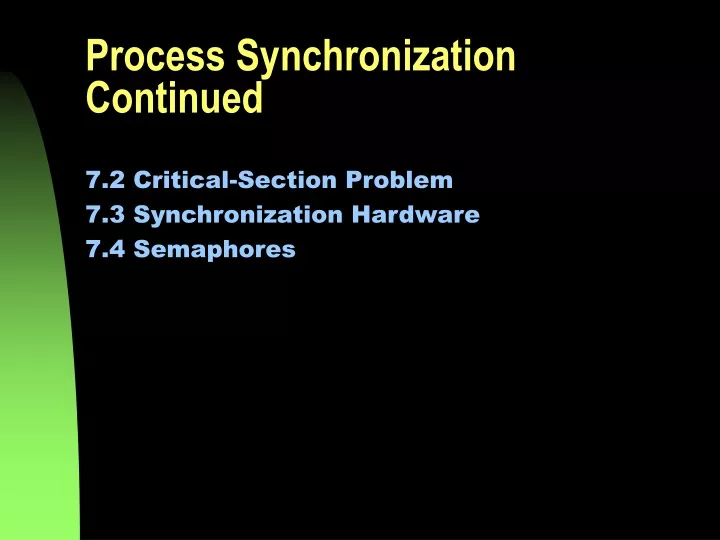 process synchronization continued
