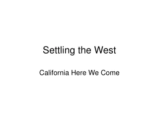 Settling the West