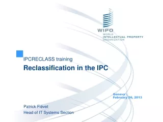 IPCRECLASS training Reclassification in the IPC