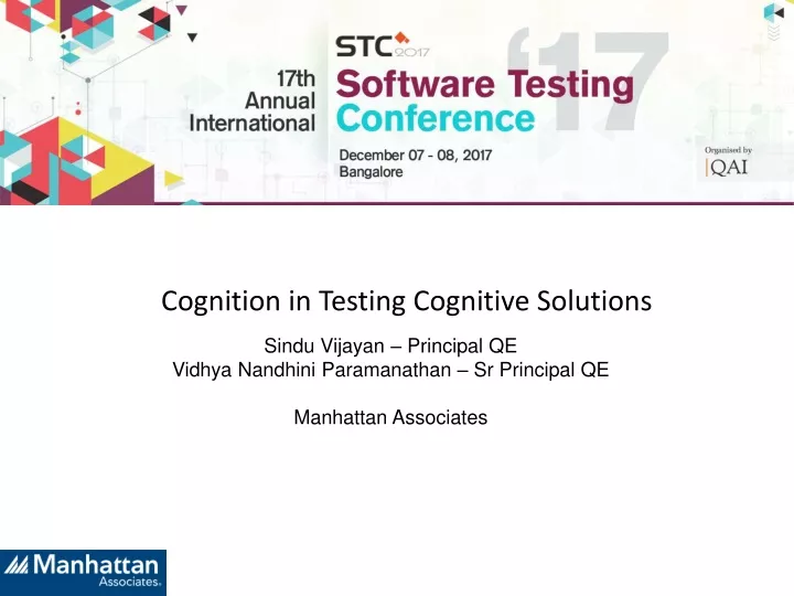 cognition in testing cognitive solutions