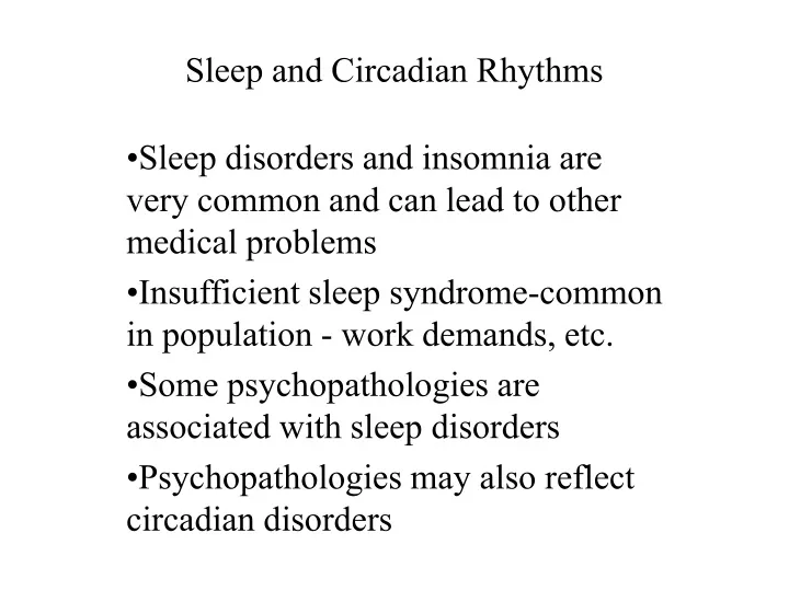 sleep and circadian rhythms