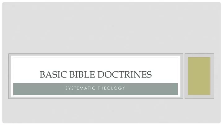 basic bible doctrines