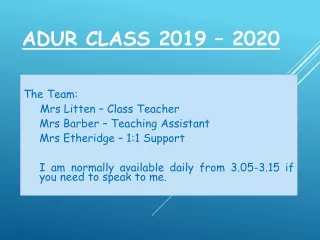 ADUR CLASS 2019 – 2020