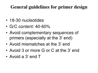 General guidelines for primer design