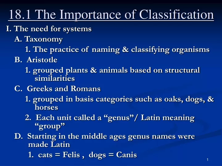 18 1 the importance of classification
