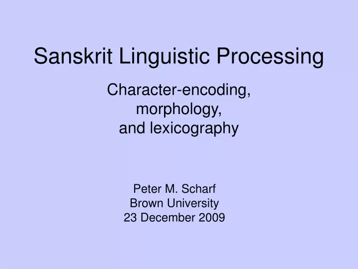 sanskrit linguistic processing