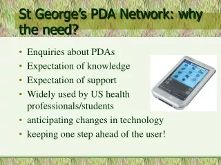 St George’s PDA Network: why the need?