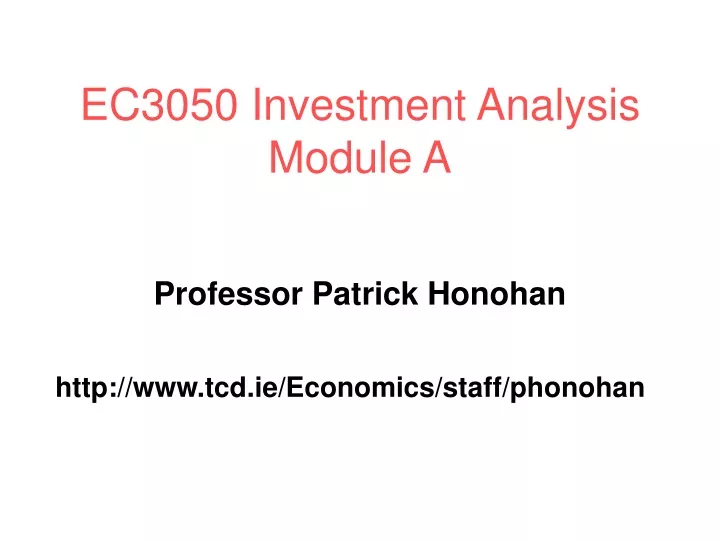 ec3050 investment analysis module a