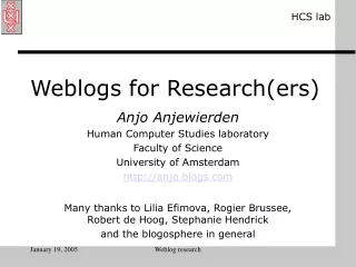 Weblogs for Research(ers)