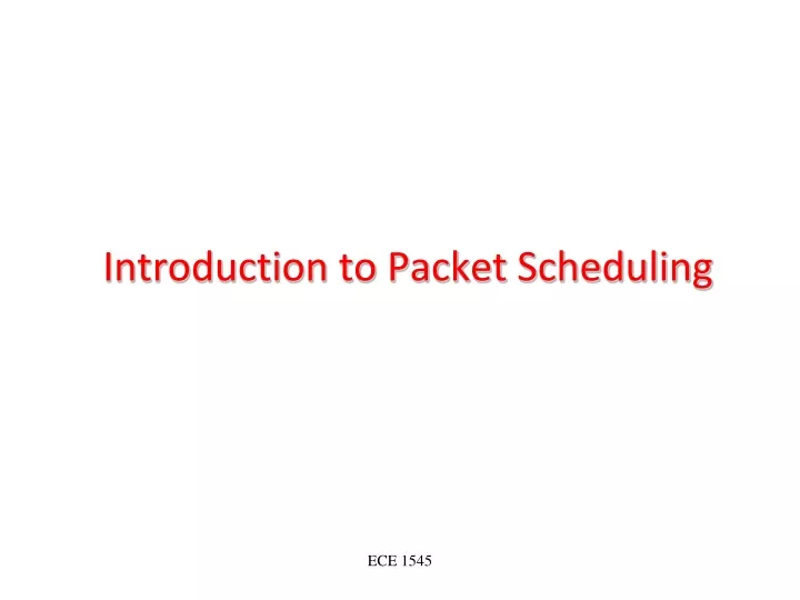 introduction to packet scheduling