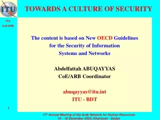 TOWARDS A CULTURE OF SECURITY