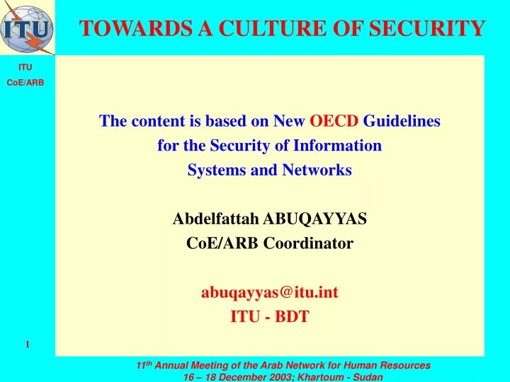 towards a culture of security