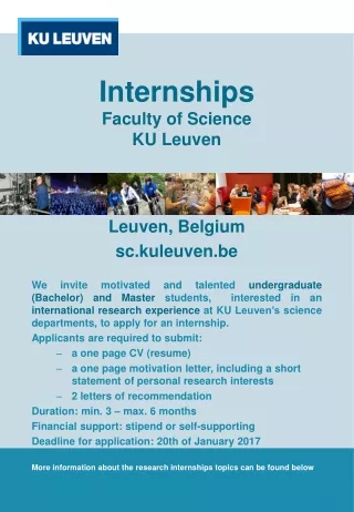 Internships  Faculty of Science KU Leuven