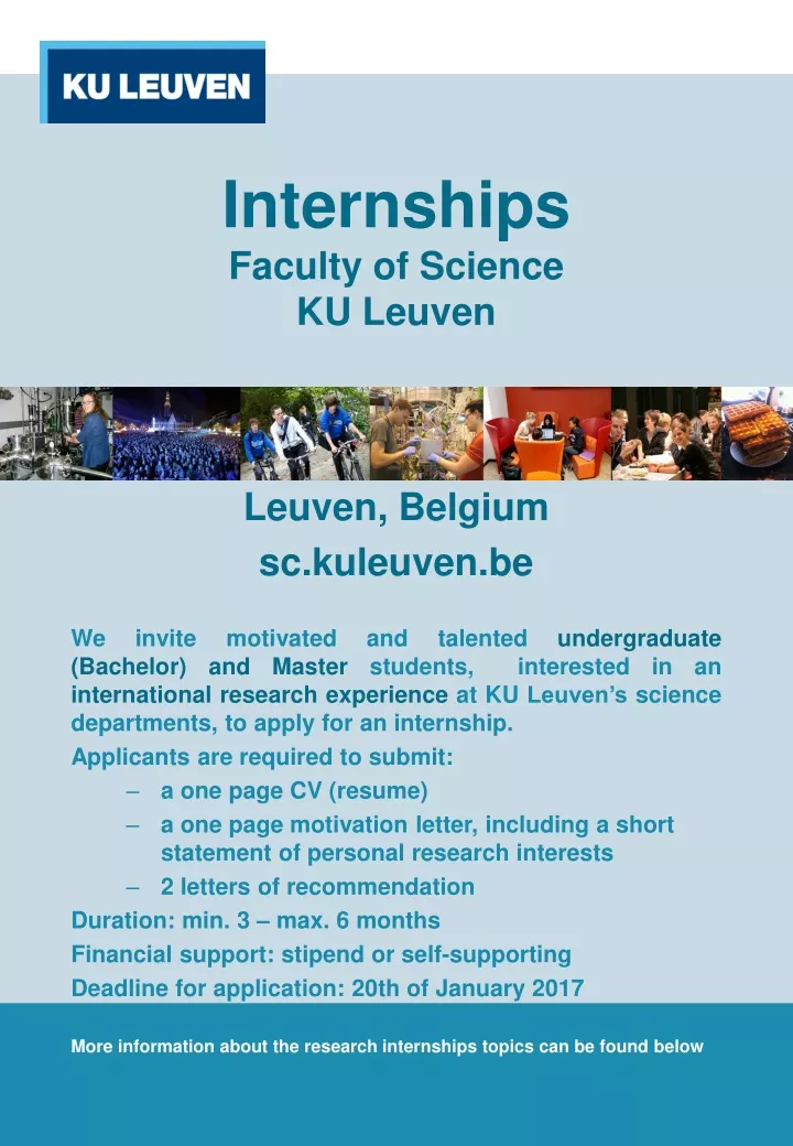 internships faculty of science ku leuven