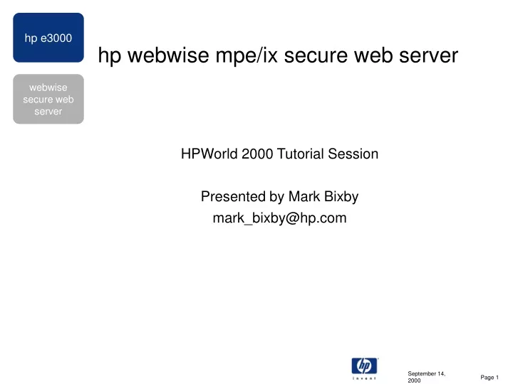 hp webwise mpe ix secure web server