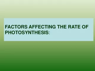 FACTORS AFFECTING THE RATE OF PHOTOSYNTHESIS :
