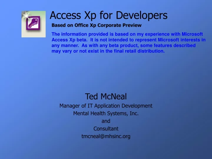 access xp for developers