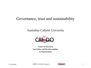 Governance, trust and sustainability