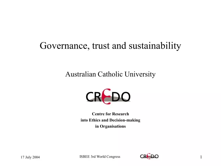 governance trust and sustainability