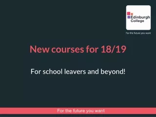 New courses for 18/19