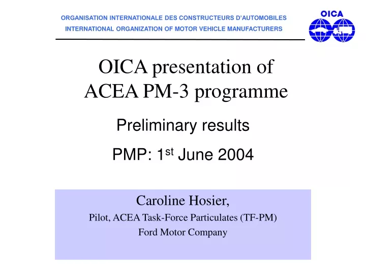 oica presentation of acea pm 3 programme