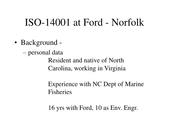 iso 14001 at ford norfolk