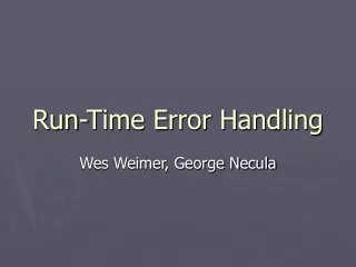 Run-Time Error Handling