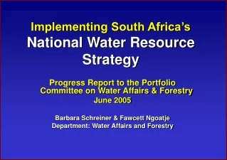 Implementing South Africa’s National Water Resource Strategy