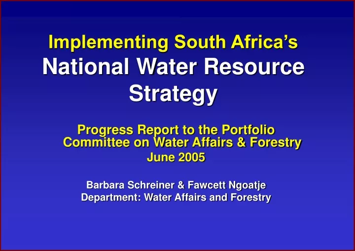 implementing south africa s national water resource strategy