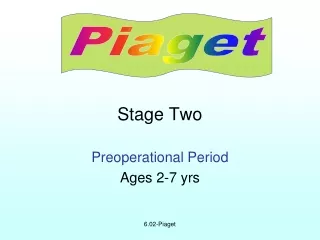 Stage Two Preoperational	Period Ages 2-7 yrs