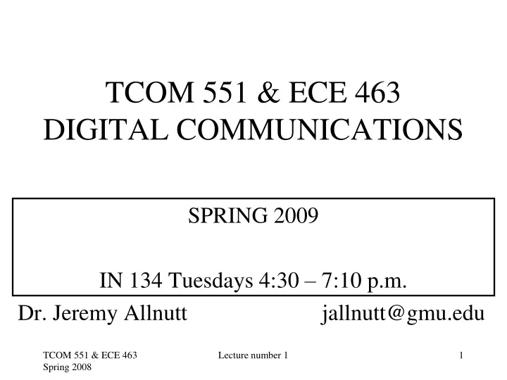 tcom 551 ece 463 digital communications