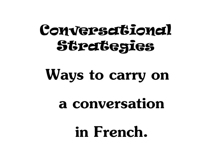 conversational strategies