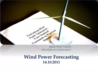 Wind Power Forecasting 14.10.2011