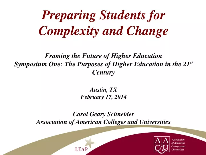 preparing students for complexity and change
