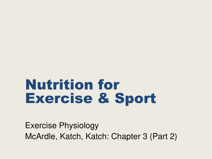 nutrition for exercise sport