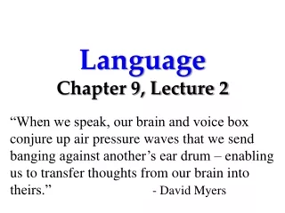 Language Chapter 9, Lecture 2