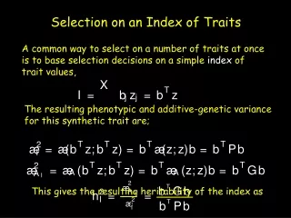 Selection on an Index of Traits